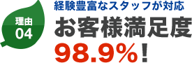 理由04 お客様満足度98.9% お庭専門のプロが対応！