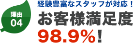 理由04 お客様満足度98.9% お庭専門のプロが対応！